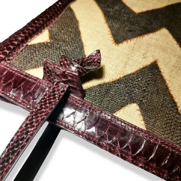 SHOPPER KUBA - pitone e rafia - immagine 7