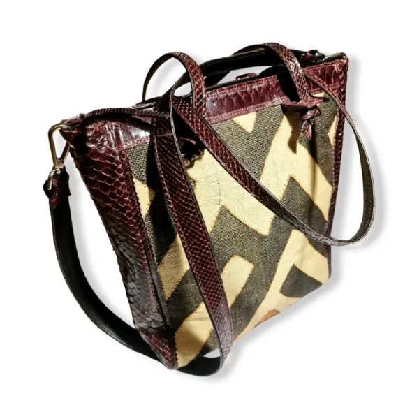 SHOPPER KUBA - pitone e rafia - immagine 4